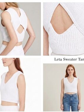 Club Monaco White Leta Knit Sweater Tank - Size M